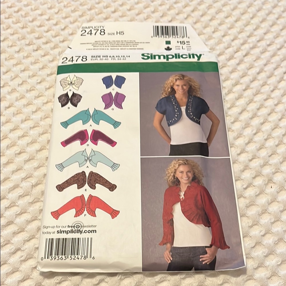 Simplicity Red and Blue Shrugs & Ponchos Sweater